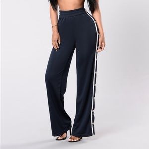 Snap/buckle track pants